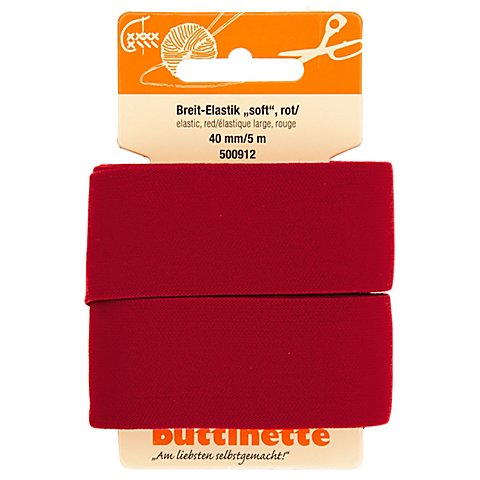 buttinette Soft-Gummiband "Breit-Elastik", rot, Breite: 40 mm, Länge: 5 m von buttinette