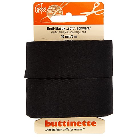 buttinette Soft-Gummiband "Breit-Elastik", schwarz, Breite: 40 mm, Länge: 5 m von buttinette