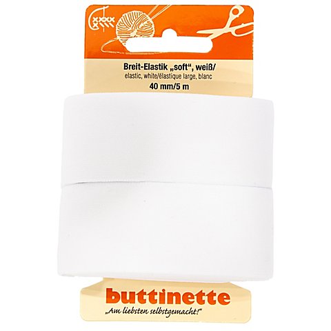 buttinette Soft-Gummiband "Breit-Elastik", weiß, Breite: 40 mm, Länge: 5 m von buttinette