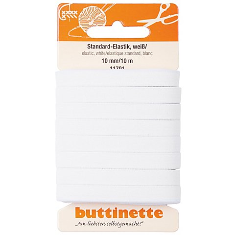 buttinette Gummiband "Standard-Elastik", weiß, Breite: 10 mm, Länge: 10 m von buttinette