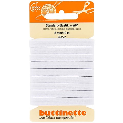 buttinette Gummiband "Standard-Elastik", weiß, Breite: 8 mm, Länge: 10 m von buttinette