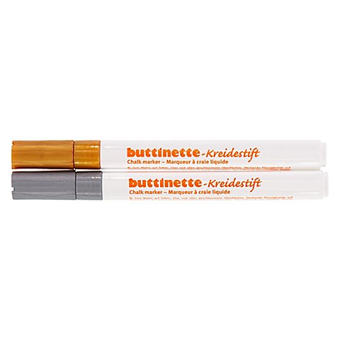 buttinette Kreidestift, Stärke 1–2 mm, gold/silber, 2 Stifte von buttinette