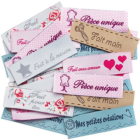 buttinette Label-Set "handmade" in Französisch, Größe: 5,5 x 1,6 cm, Inhalt: 30 Stück von buttinette