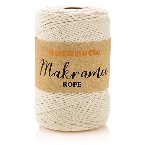 buttinette Makramee-Garn "Rope", natur, 3-fach verzwirnt, Stärke: 3 mm, Länge: 150 m von buttinette