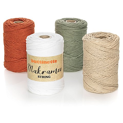 buttinette Makramee-Garn "String", einfach verzwirnt, Stärke: 3 mm, Länge: 150 m von buttinette