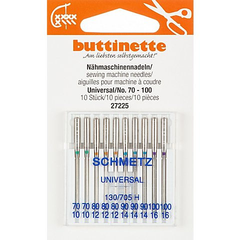 buttinette Nähmaschinennadeln "Universal", Stärke: 70–100, Inhalt: 10 Stück von buttinette