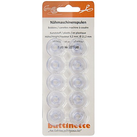 buttinette Nähmaschinenspulen für Horizontalgreifer, 21,2 mm Ø, Höhe: 9,2 mm von buttinette