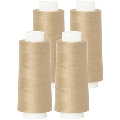 buttinette Overlockgarn im 4er-Pack, Stärke 120, 2500m-Spule, beige von buttinette