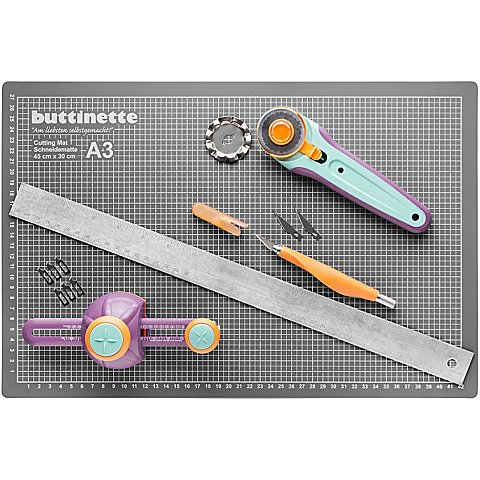 buttinette Schneide-Set "magnetisch" mit Schneidematte, 45 x 30 cm von buttinette