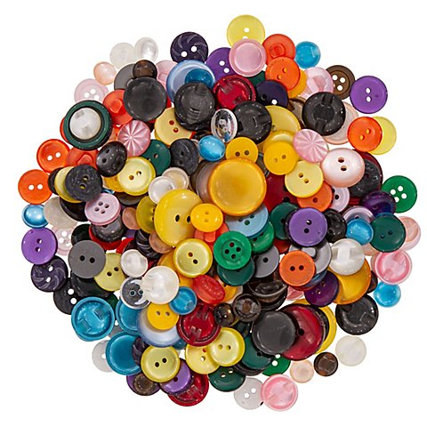 buttinette Standardknöpfe "bunt", Größe: 1–2,3 cm Ø, 150 g von buttinette