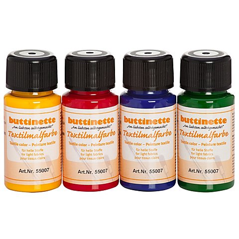 buttinette Stoffmalfarben "Grundfarben", 4x 50 ml von buttinette