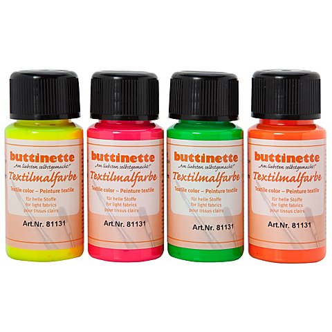 buttinette Stoffmalfarben "Neon", 4x 50 ml von buttinette