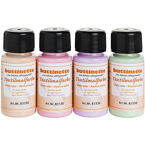 buttinette Stoffmalfarben "Pastell", 4x 50 ml von buttinette