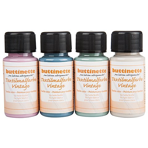 buttinette Stoffmalfarben "Vintage", 4x 50 ml von buttinette