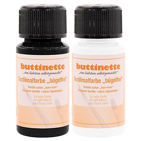 buttinette Stoffmalfarben bügelfrei "schwarz/weiß", 2x 50 ml von buttinette