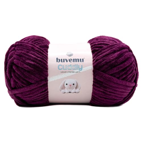 Kuscheliges Samt-Chenille-Garn, super weich, flauschig, sperrig zum Stricken, Häkeln, Basteln, Decke, Amigurumi, langlebig zum Ausfallen, 100 g (100 m) (Mulberry) von buvemu