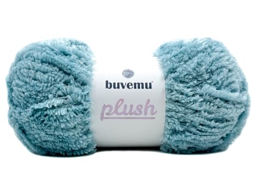 Plüsch-Kunstfell, sperriges Garn, super weich, flauschig, zum Stricken, Häkeln, Basteln, 100 g, 100 m (Fountain Blue) von buvemu