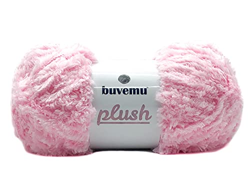 Plüsch-Kunstfell, sperriges Garn, super weich, flauschig, zum Stricken, Häkeln, Basteln, 100 g, 100 m (Hellrosa) von buvemu