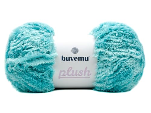 Plüsch-Kunstfell, sperriges Garn, super weich, flauschig, zum Stricken, Häkeln, Basteln, 100 g, 100 m (Helltürkis) von buvemu