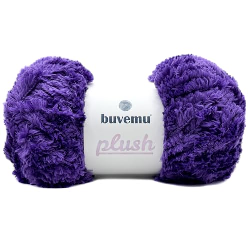 Plüsch-Kunstfell, sperriges Garn, super weich, flauschig, zum Stricken, Häkeln, Basteln, 100 g, 100 m (Violett) von buvemu