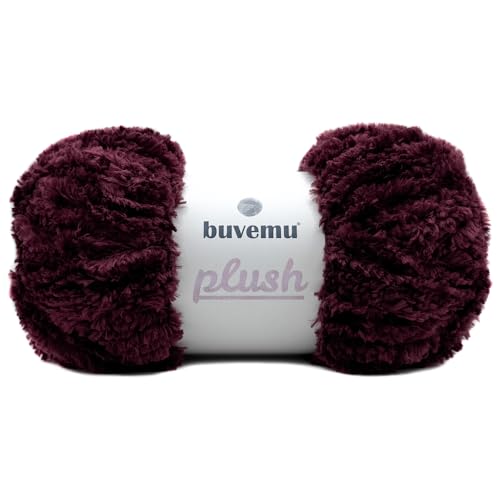 Plüsch-Kunstfell, sperriges Garn, super weich, flauschig, zum Stricken, Häkeln, Basteln, 100 g, 100 m (dunkle Pflaume) von buvemu