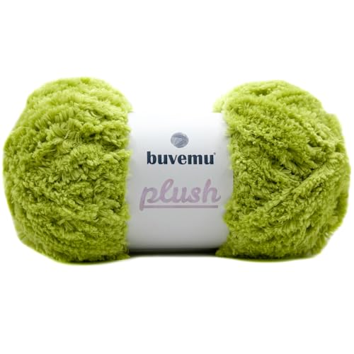 Plüsch-Kunstfell, sperriges Garn, super weich, flauschig, zum Stricken, Häkeln, Basteln, 100 g (Pistazie) von buvemu