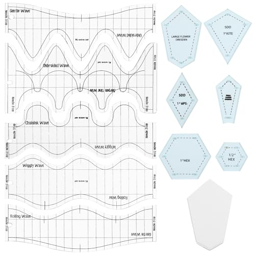 Quilt-Lineale und Vorlagen-Set, mit 5 Acryl-Wellenlinealen und 6 Papierfolien-Vorlagen Quilt-Lineale und Vorlagen-Set, mit 5 Acryl-Wellenlinealen und 6 Papierfolien-Vorlagen von byepica