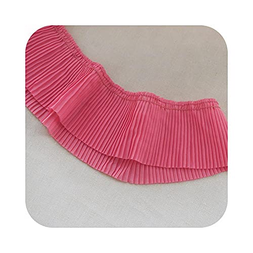 1Meter Chiffon Plissee Spitze Material Breite 6,5 cm DIY Bekleidung Nähen Gewebe Rot Schwarz Rosa Grün Weiß Spitze Trimmen,Rose Red von bzcemind