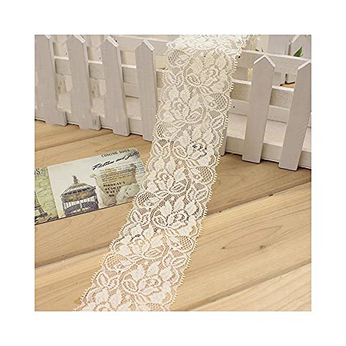 2 Meter/Lots 6,5 cm Weiche elastische Spitzenband Band DIY Handgemachtes Kleid Nähen & Gewebe Handwerk liefert Weiß Schwarz Spitze Trimmen,Beige von bzcemind