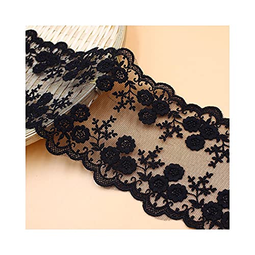 2 yards/lot Weiße schwarze Spitzenbesatz, bestickte Gaze Lace12cm,BLACK 2YARD von bzcemind