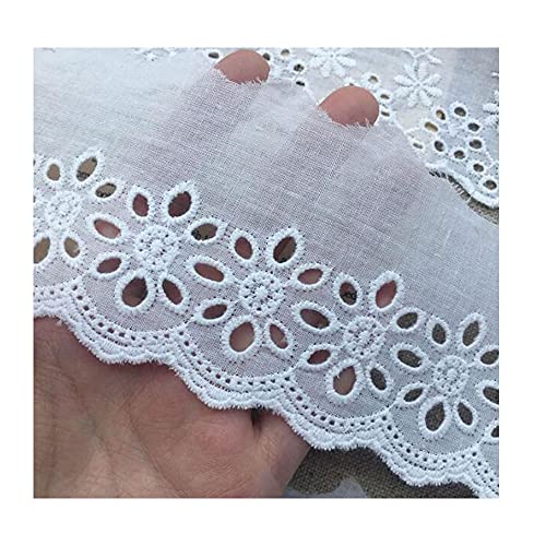 Baumwolle bestickte weiße Blume Spitze Stoff Breit Nähen DIY Trim Hochzeit Applique Ribbon Kragen Tuch Guipure Decor,White 3 von bzcemind