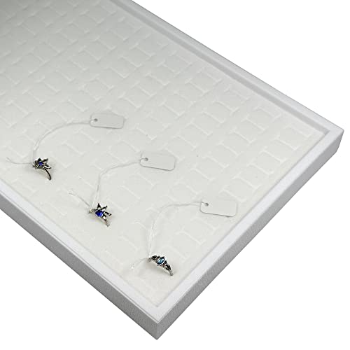 cBox CuteBox Company Kunststoff-Tablett (37,5 x 21 x 2,5 cm) mit weißem Schaumstoffeinsatz mit 144 Schlitzringen und 100 weißen Schnuranhängern für Preise, Identifizierung, Organisation und von cBox