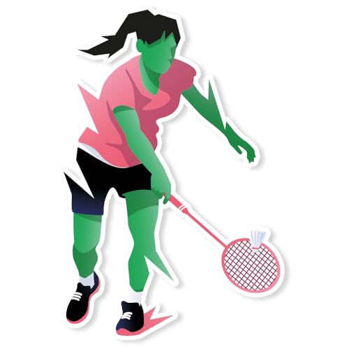 Cadox Badminton-Aufkleber für Damen, Sport-Aufkleber, vorgeschnitten auf weißem Vinyl, UV-beständig, waschbeständig, für Handy, Laptop, Hefte, Fenster, 95 x 125 mm von cadox