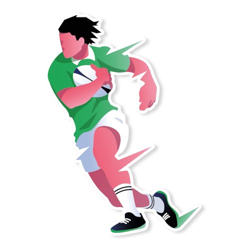 Cadox Rugby-Sticker für Herren, Sport-Aufkleber, vorgeschnitten auf weißem Vinyl, UV- und waschbeständig, für Telefon, Laptop, Hefte, Fenster, 95 x 125 mm von cadox