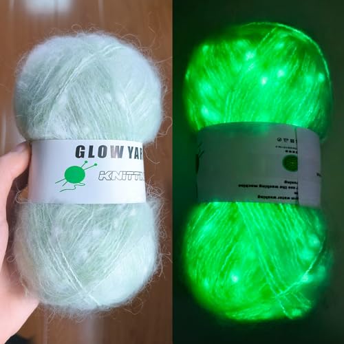 Mohair-Garn, leuchtet im Dunkeln, Farbverlaufsgarn, 50 g, mehrfarbiges Garn für Kleidung, Hüte, Pullover, Schals, 4 Stück (Mintgrün) von caichuxiye