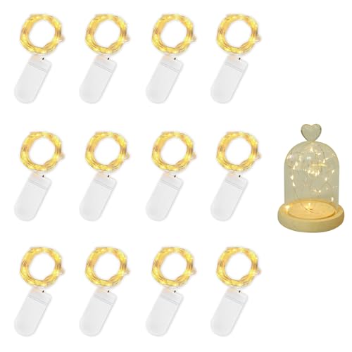 cailiya 12 Stück Lichterkette Batterie,Kleine Lichterkette mit Batterie,3 Lichtmodi Lichterketten Wasserdicht,für Party,Urlaub,Hochzeit,Innen und Aussen Dekoration (Warmweiß, 12 Pack 2M 20LEDs) von cailiya