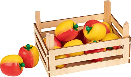 Obstkiste Obststiege mit Holz-Äpfeln für Kaufmannsladen Holzküche Kinder-Küche Holzspielzeug von goki mit Palandi® Sticker von cama24com