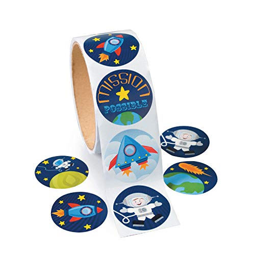 Weltraum Space Raketen Aufkleber Sticker Mitgebsel Give-Aways für Kindergeburtstag Mottoparty Rolle 100 Stück mit Palandi® Sticker von cama24com