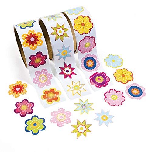 cama24com Bunte Blumen Flower Power Aufkleber Sticker 300 Stück Mitgebsel Mottoparty mit Palandi® Sticker von cama24com