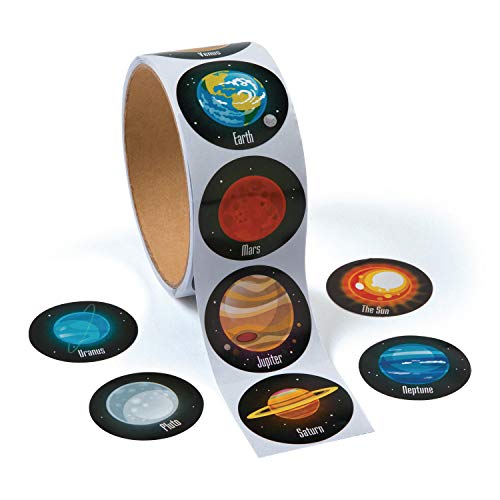 cama24com Weltraum Space Planeten Sticker Aufkleber Mitgebsel Give-Aways für Kindegeburtsta Mottoparty Rolle 100 Stück mit Palandi® Sticker von cama24com