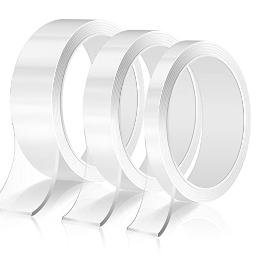 3 Rollen Doppelseitiges Klebeband Extra Stark,Transparent Klebeband Doppelseitig , Abwaschbar Spurlos Klebestreifen Doppelseitig, Nano Beidseitiges Klebeband für Teppich, Foto, Auto, Küche, Büro von camelize