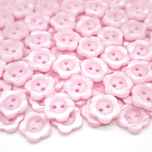 CANDEOLA 100 Stück 1,27 cm kleine rosa Blumenknöpfe | Ersatzknöpfe zum Nähen, Basteln, Kleidung, Dekorationen (12,5 mm, Rosa) von candeoLA