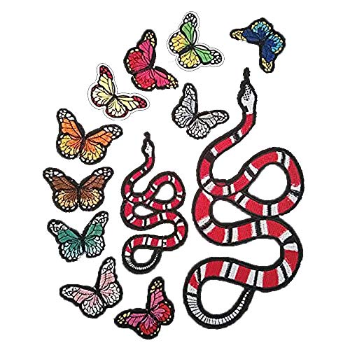 3D Mini Snake Patch Bestickte Aufnähen Kombination Tier Applique Cool Patch Rot Grün Schlange Applikation Patches Nähen für DIY Kleidung Jeans Handtaschen von canjoyn