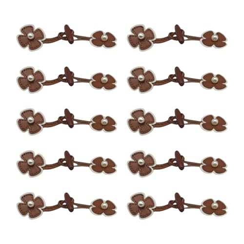 10 Stück PU-Leder-Knebelverschlüsse zum Aufnähen mit Hornknöpfen, Retro-Blumenverschlüsse, Nähzubehör für Jacken 10 Stück PU-Leder-Knebelverschlüsse zum Aufnähen mit Hornknöpfen, Retro-Blumenverschlüsse, Nähzubehör für Jacken von carotoe