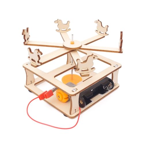 carrub Karussell DIY Wissenschaft Set Holzpuzzle Basteltechnik Experiment Kit für Schüler Kinder Geschenk Einfache Installation Einfach zu Bedienen von carrub