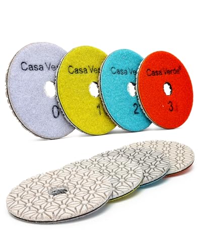 Casaverde Diamant-Polierpads, 4 Stufen, Granit-Diamant-Pads, trocken oder nass für Granit, Marmor, 10,2 cm von casaverde