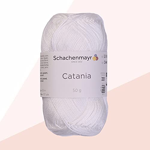 3 Knäuel SMC Catania Originals Baumwollgarn, insgesamt 50 g, 100 % Baumwolle, je 50 g, 125 m, Fine-Sport 2 (9801210-00106 - Weiß, 3 Stück) von catania