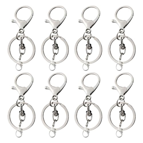 Karabinerverschlüsse, Schlüsselanhänger, Metall, drehbar, flach, Schlüsselring, Karabinerhaken, Trigger-Clips für Bastelarbeiten, Schmuckherstellung, Silber, 20 Sets von ccHuDE