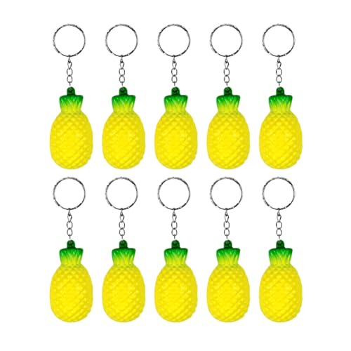 ccHuDE 10 Stück Ananas-Schlüsselanhänger, kleine Ananas-Charms, niedliche Obst-Schlüsselanhänger, Ananas, Partygeschenke zur Dekoration von ccHuDE