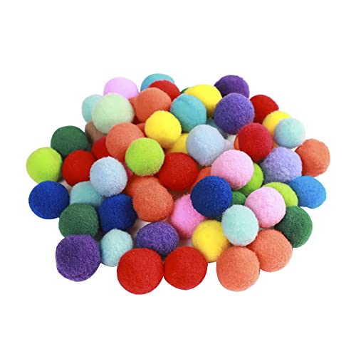 ccHuDE 100 Stück 3 cm große mehrfarbige Pompons bunte Pompons Bälle Basteln Pompons Bälle Farbige Puffbälle Fuzzy Pompon Bälle für DIY Kunstprojekte von ccHuDE